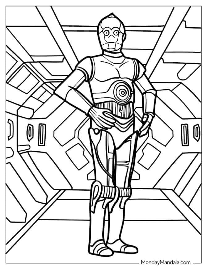 C-3PO Standing In Starship coloring page