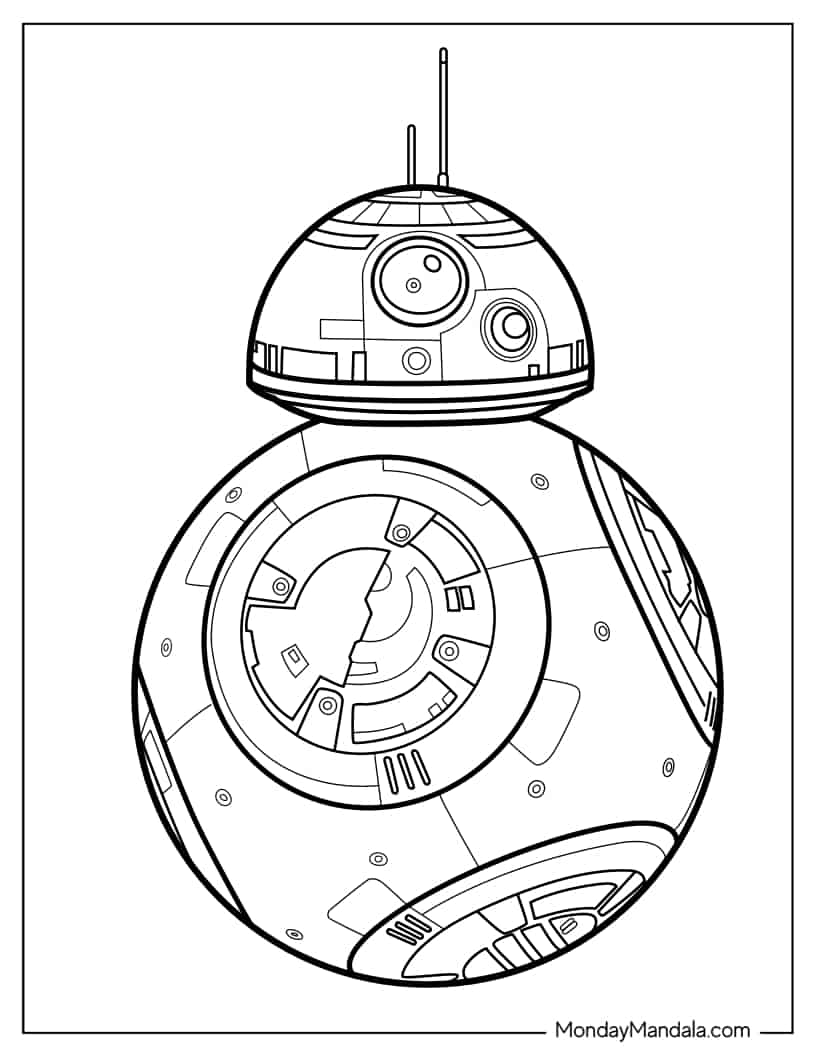 Detailed BB8 Outline Coloring Page coloring page
