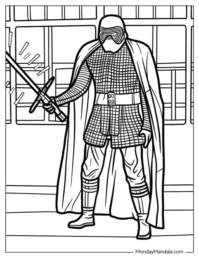 Kylo Ren Fighting In Starship coloring page
