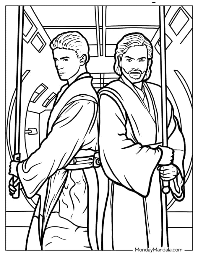 Luke Skywalker And Obi-Wan Kenobi Back-To-Back coloring page