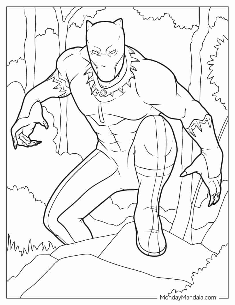 Black Panther In The Forest Coloring In coloring page