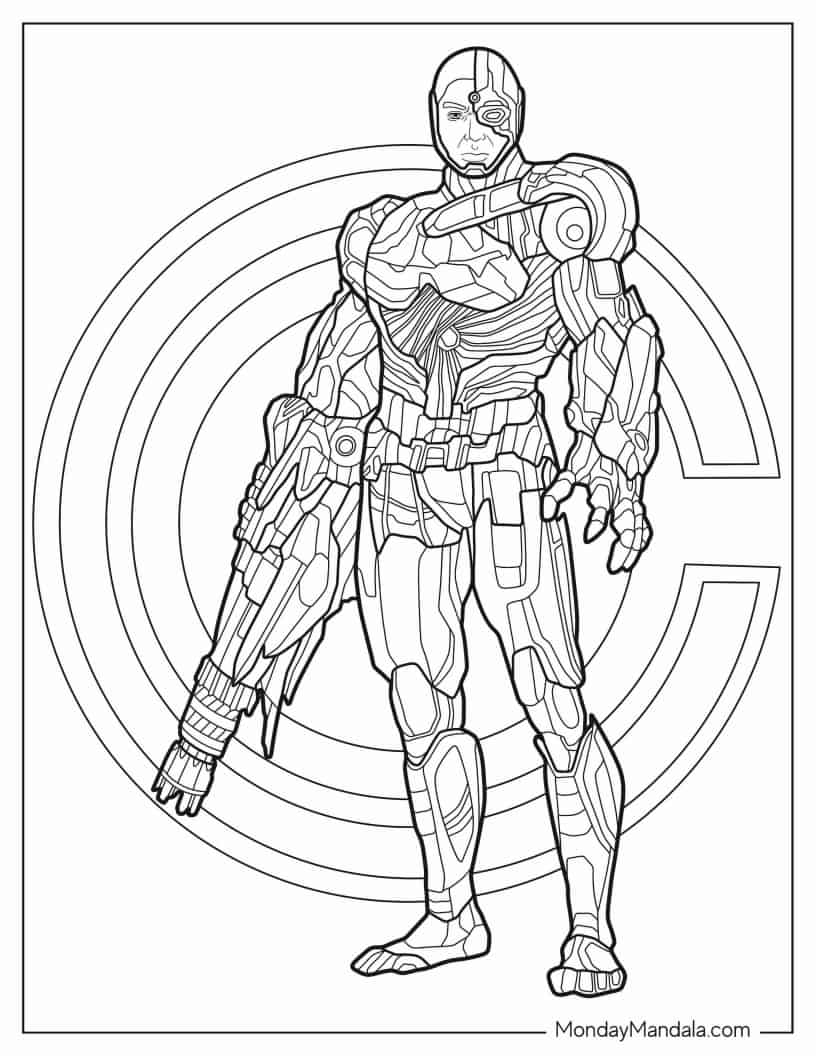 Coloring Page Of Justice League Cyborg coloring page