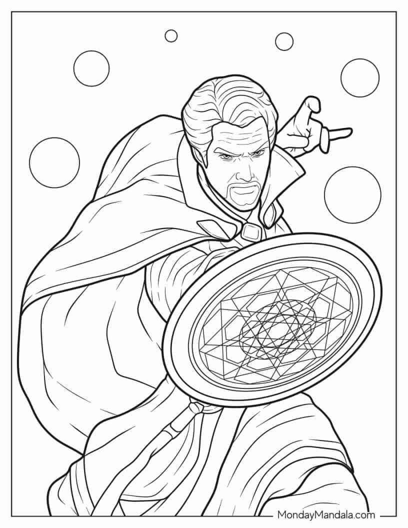 Dr. Strange Casting A Spell Coloring Sheet coloring page