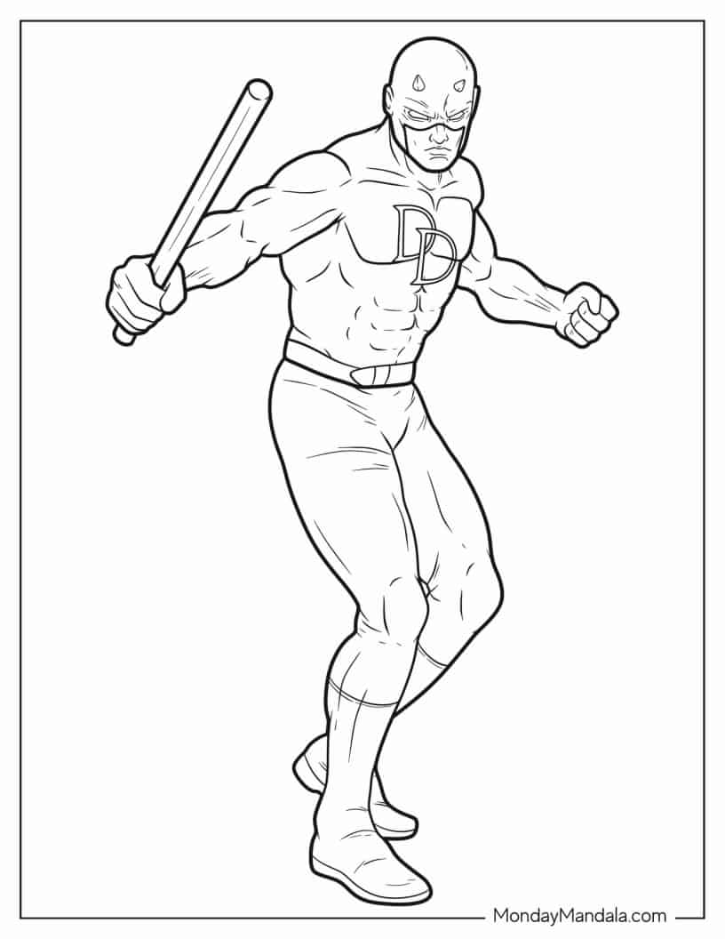 Outline Of Daredevil Coloring Page For Kids coloring page