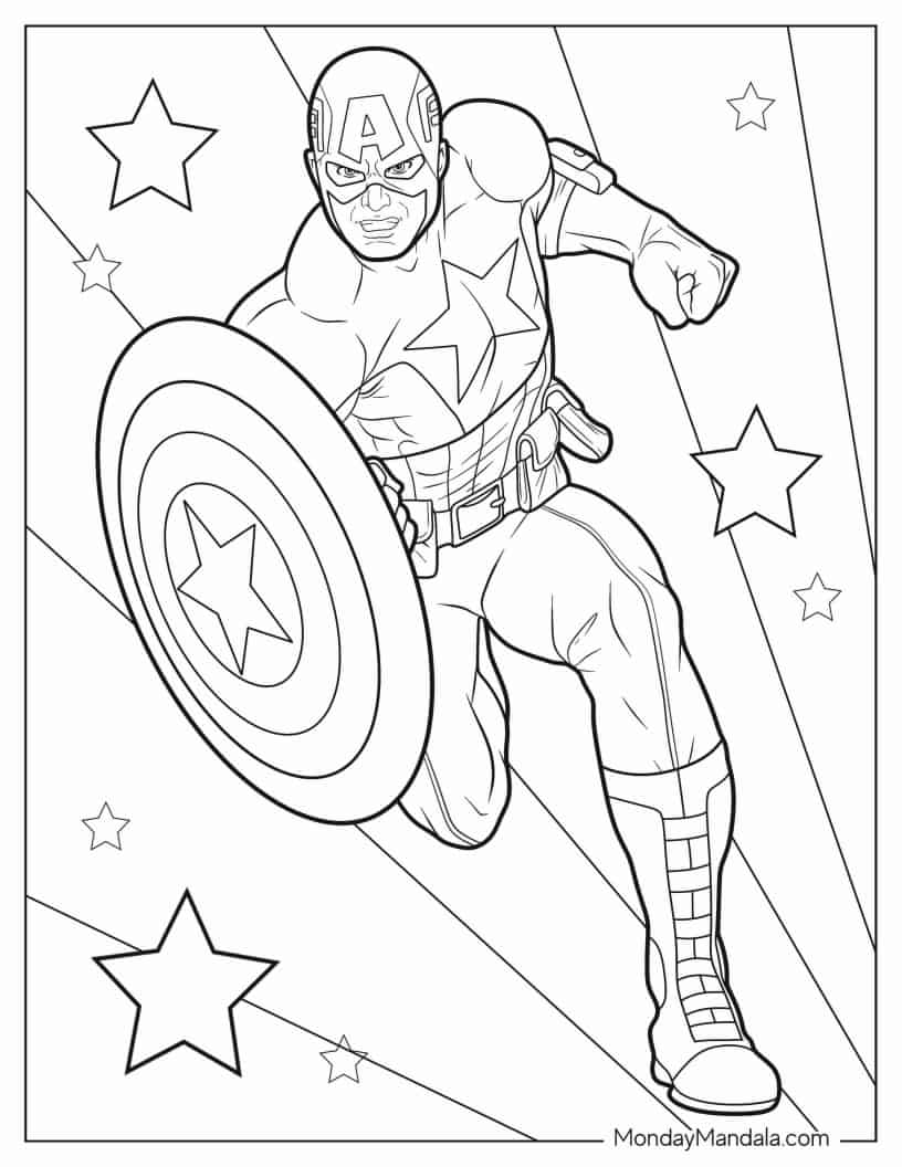 Realistic Captain America Coloring Sheet coloring page