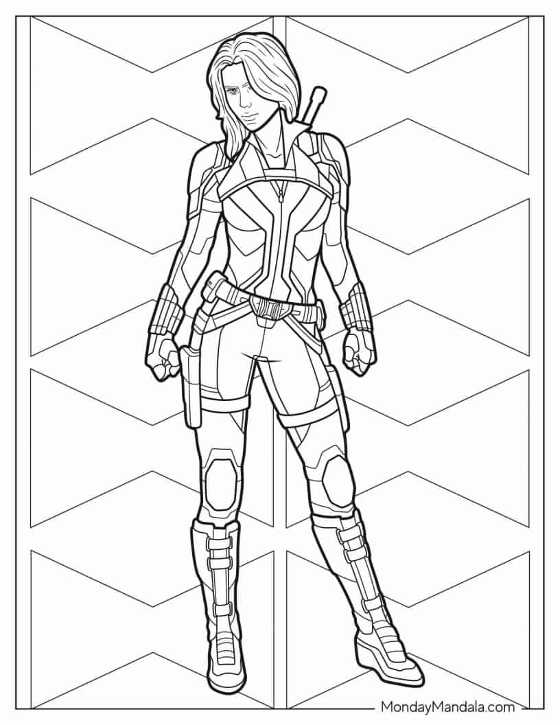Scarlet Johansson Black Widow Coloring In coloring page