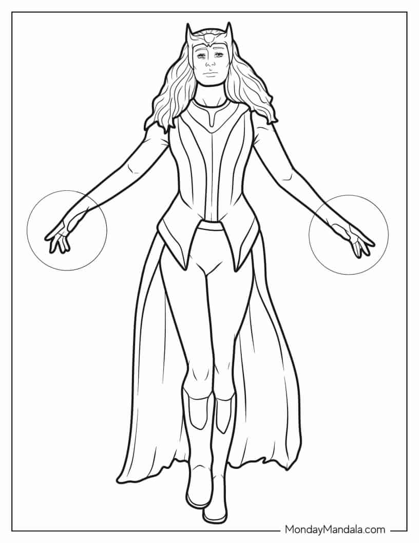 Scarlet Witch Floating In The Air coloring page