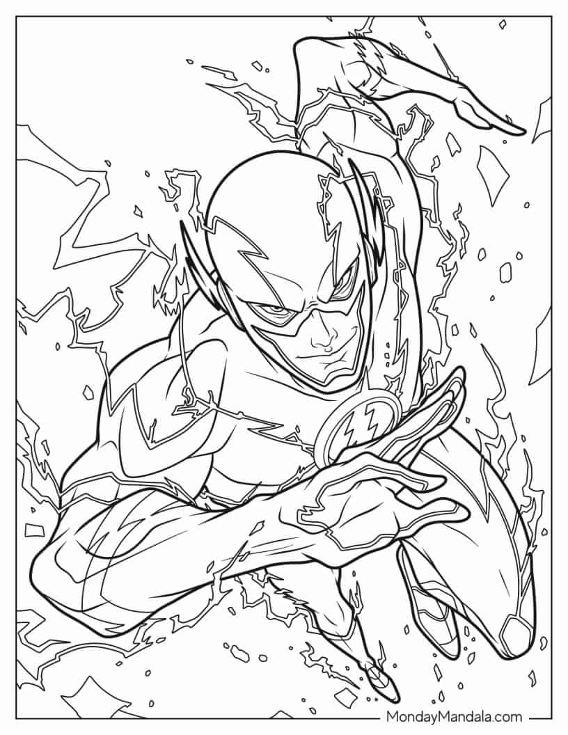 The Flash Running Coloring Page coloring page