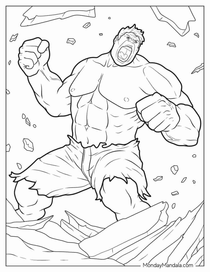 The Hulk Smashing Wall coloring page