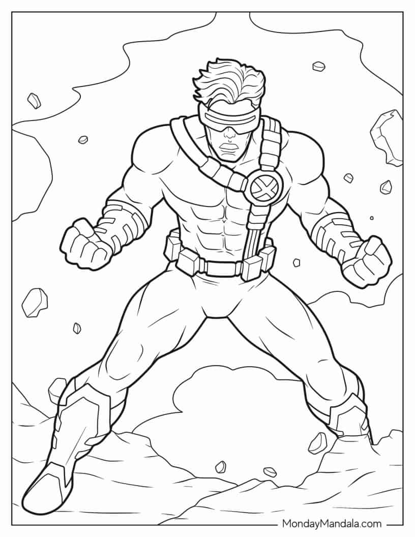 X-Men Cyclops Emitting Beams coloring page