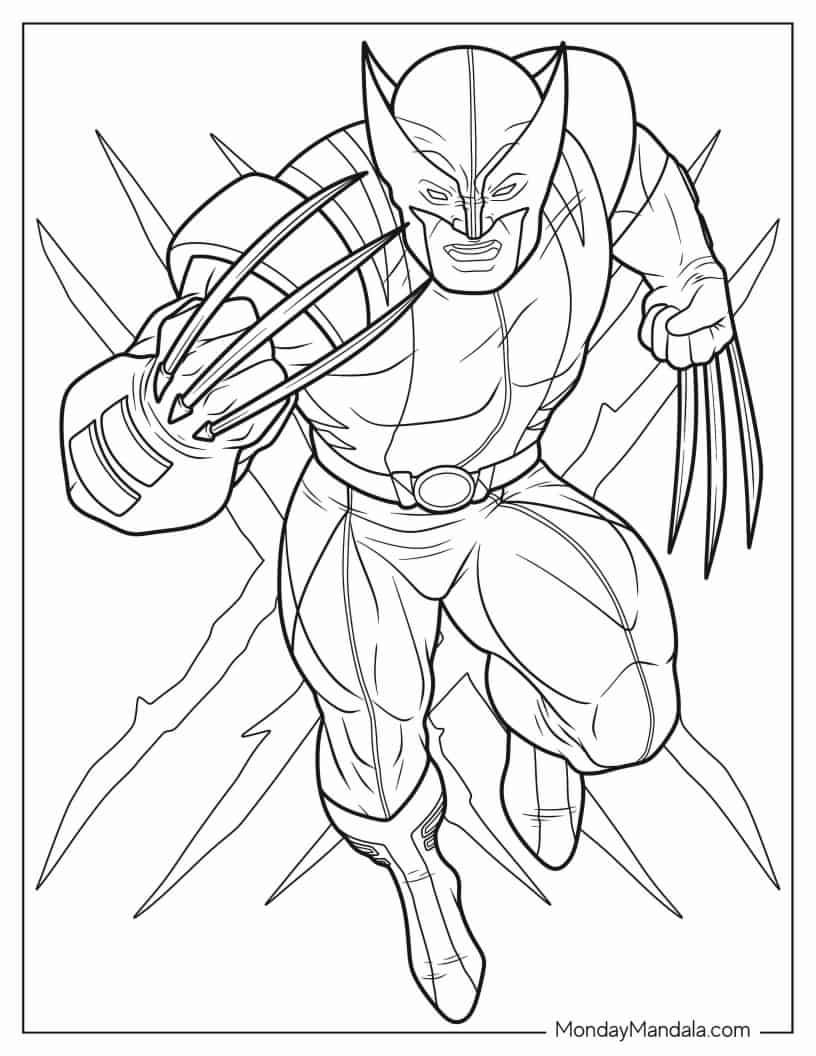X-Men Wolverine Coloring In For Kids coloring page