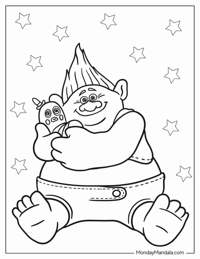 Biggie Troll Holding Mr. Dinkles To Color coloring page