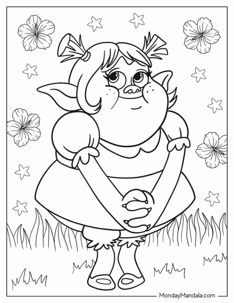 Cute Bridget Troll Coloring Page coloring page