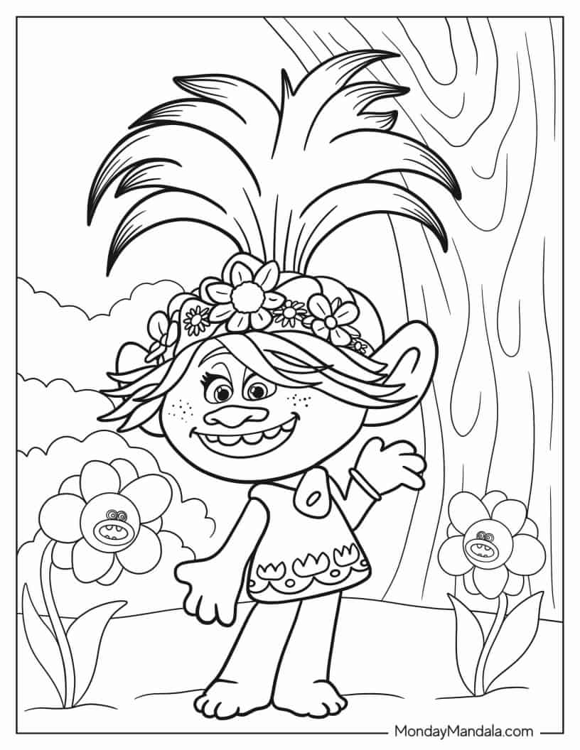 Detailed Coloring Page of Princess Poppy coloring page