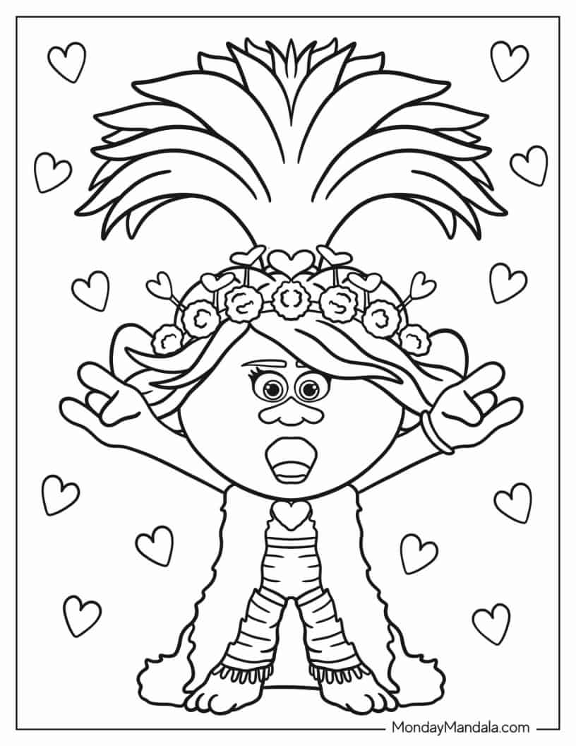 Princess Poppy In Trolls World Tour coloring page