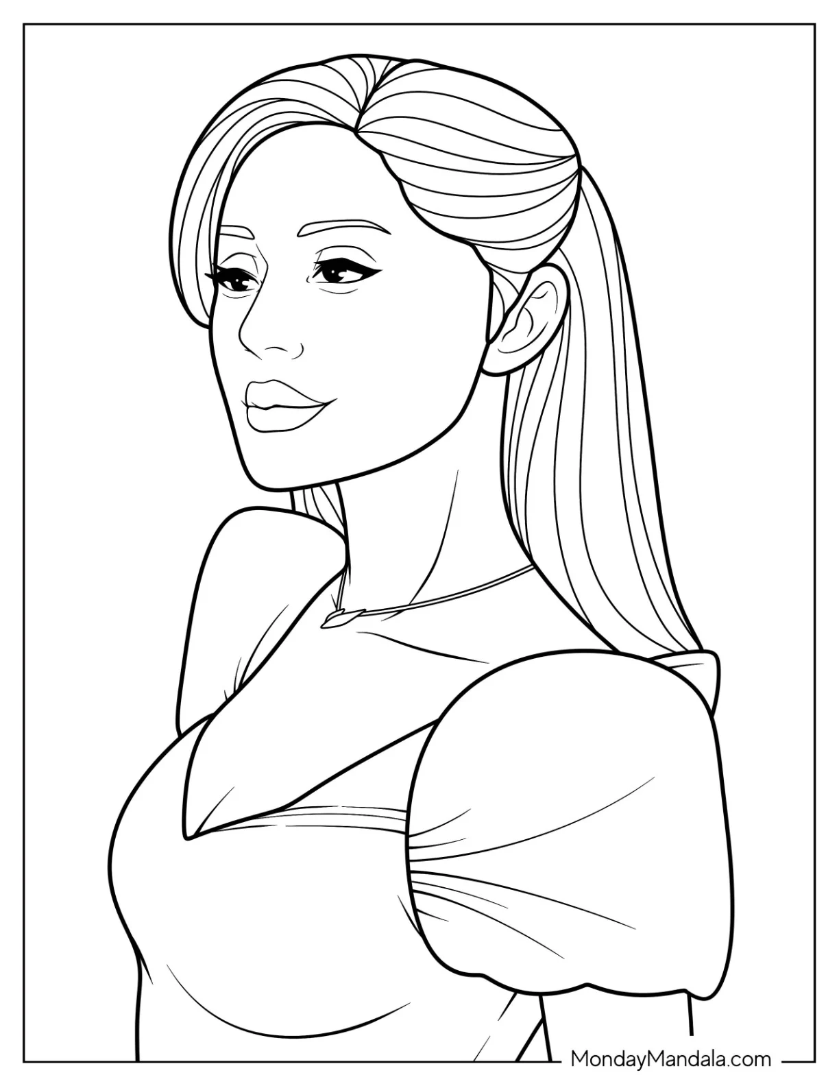 Easy Wicked Coloring Page Of Glinda For Kids coloring page — printable line art