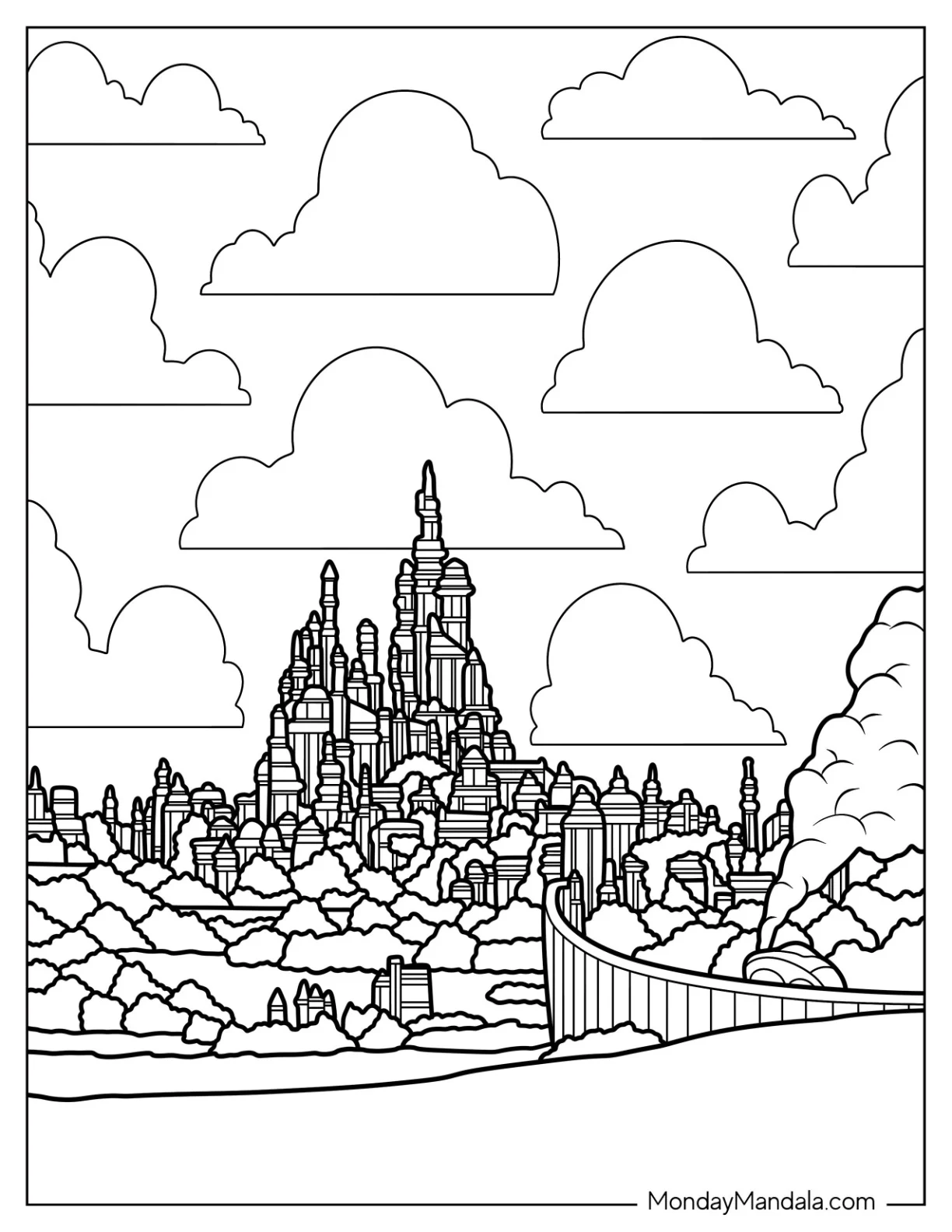 Wicked Coloring Page Of Detailed Emerald City coloring page