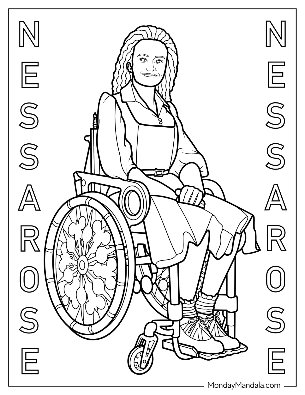 Wicked Coloring Pages Of Nessarose In Her Wheelchair coloring page