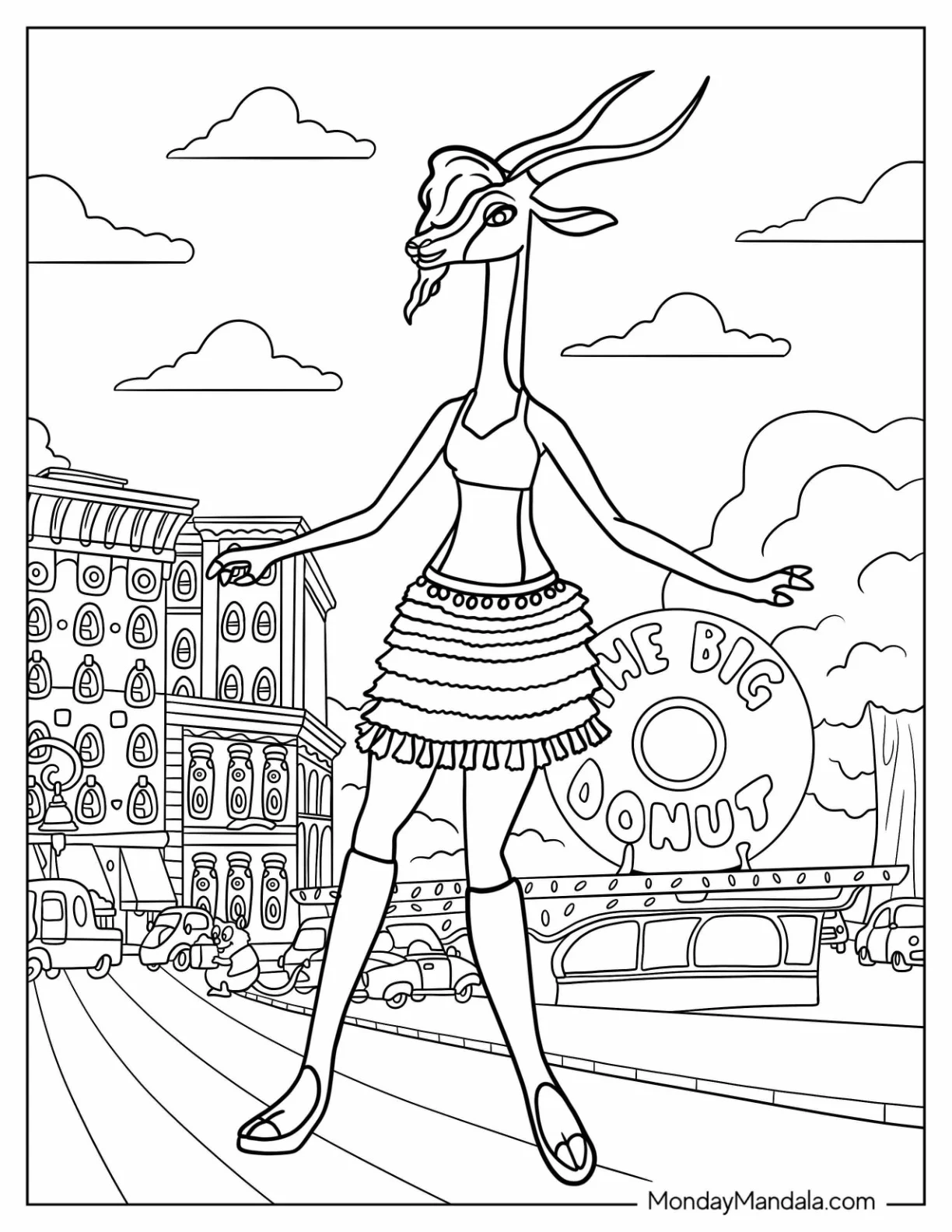 Zootopia Coloring Page Of Detailed Gazelle In Zootopia coloring page