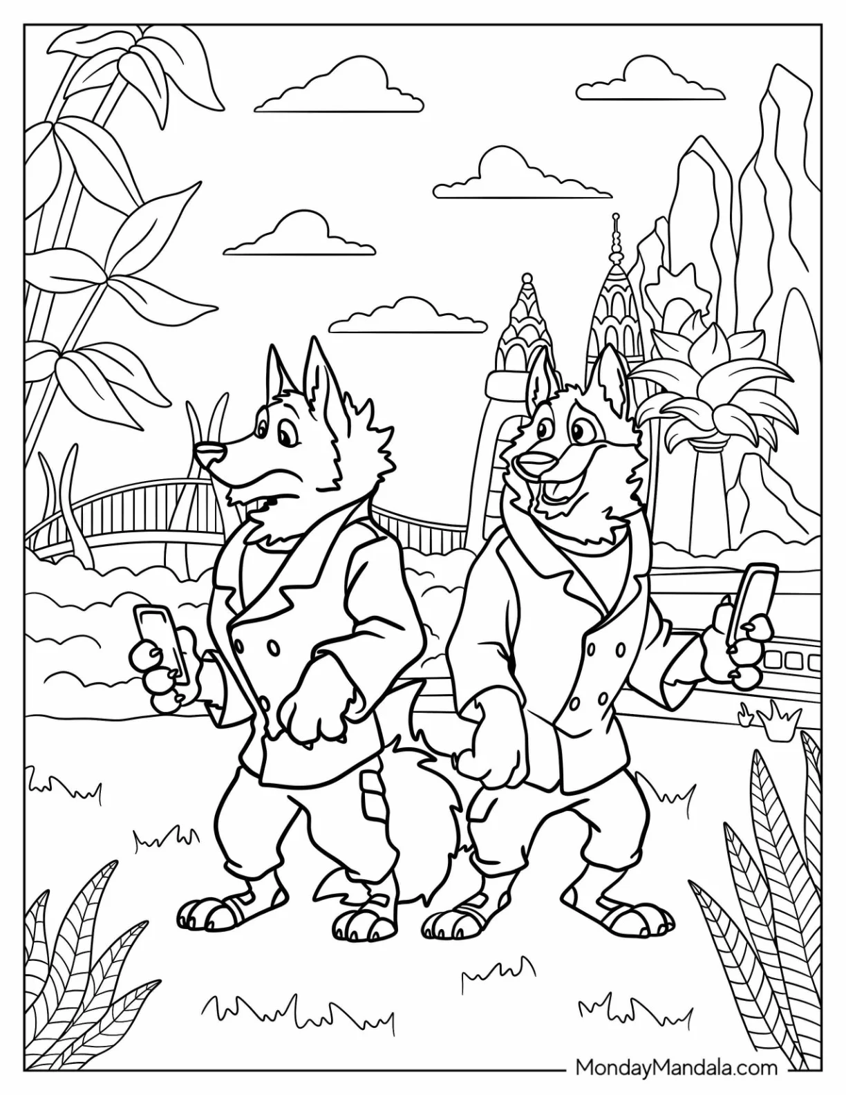 Zootopia Coloring Page Of Wolf Guards coloring page