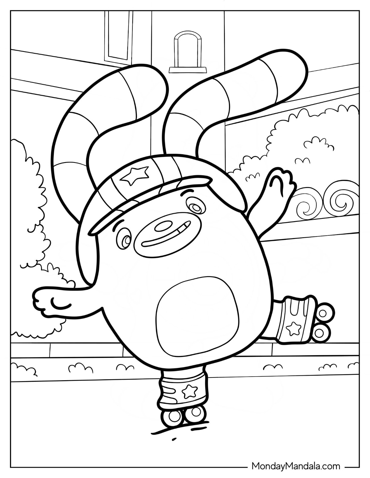 Abby Hatcher Coloring Page Of Bozzly Roller Skating On One Foot coloring page