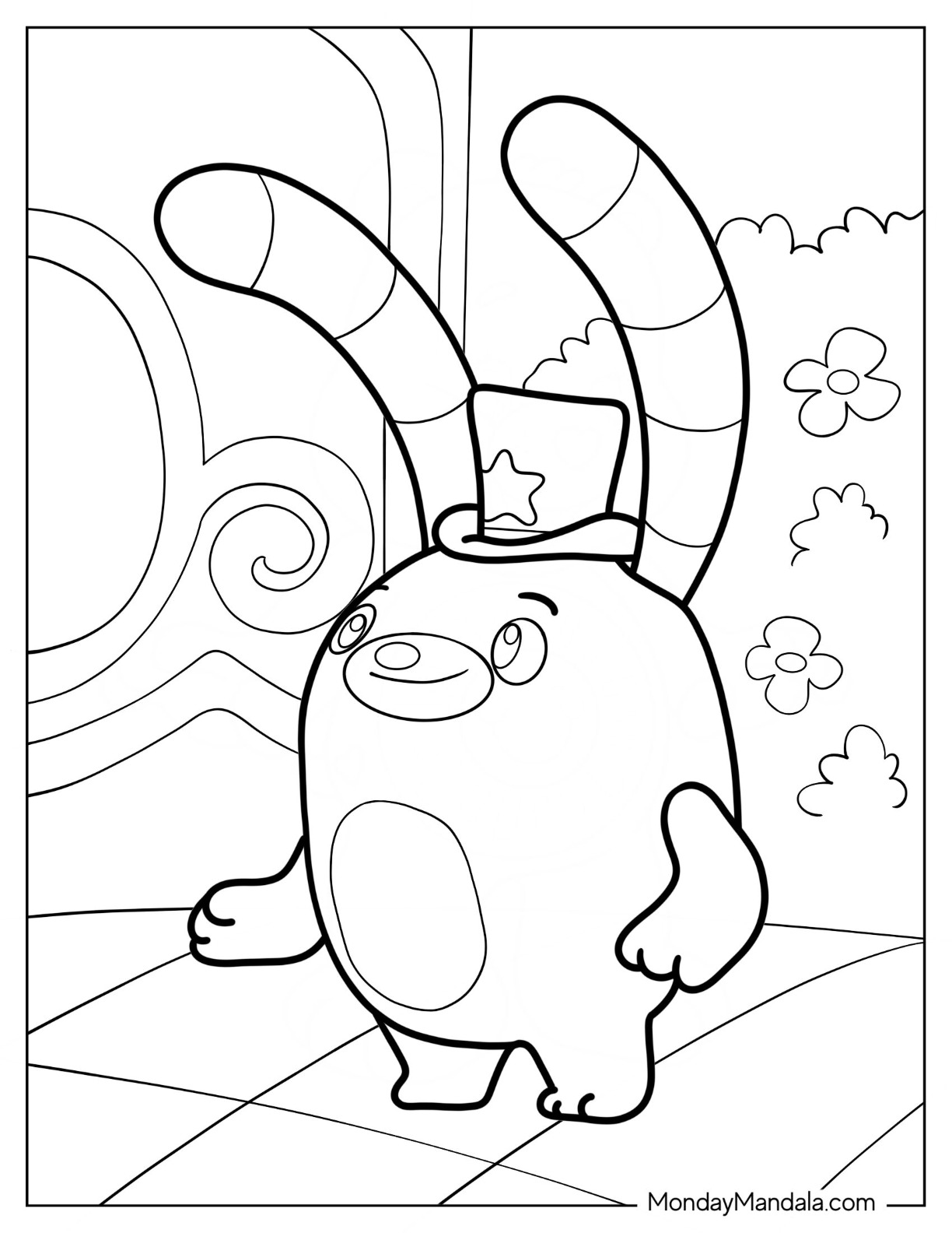 Abby Hatcher Coloring Page Of Bozzly Wearing Magician's Top Hat coloring page — printable line art