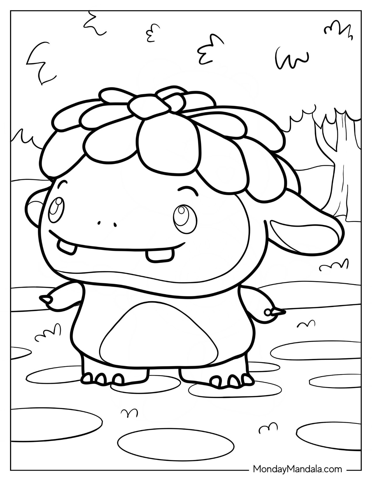 Abby Hatcher Coloring Page Of Grumbles Standing In The Garden coloring page