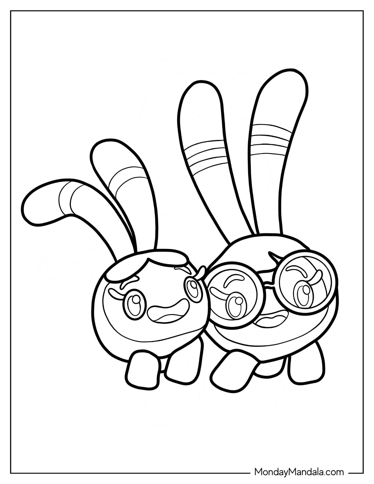 Abby Hatcher Coloring Page Of Two Squeaky Peepers Smiling For Preschoolers coloring page