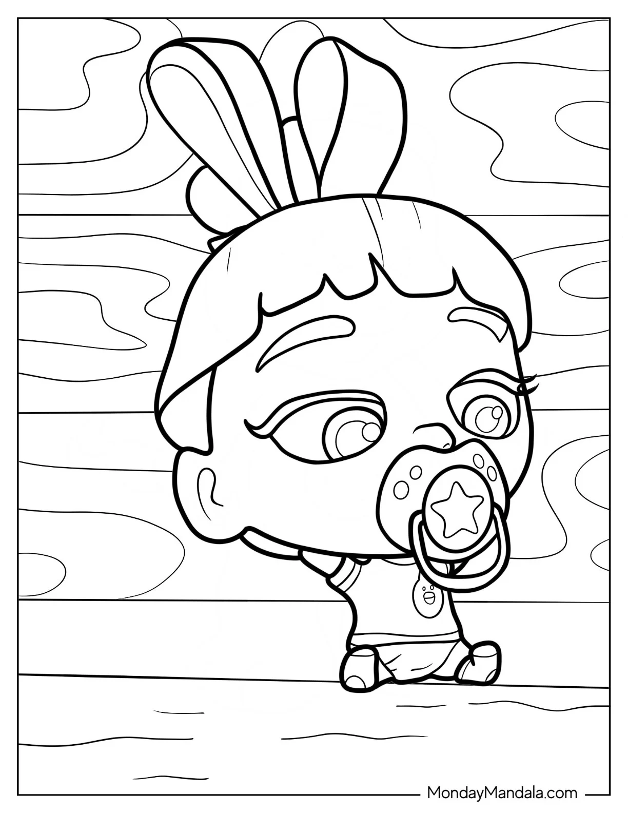 Baby Abby Hatcher Coloring Page Wearing Pacifier coloring page — printable line art