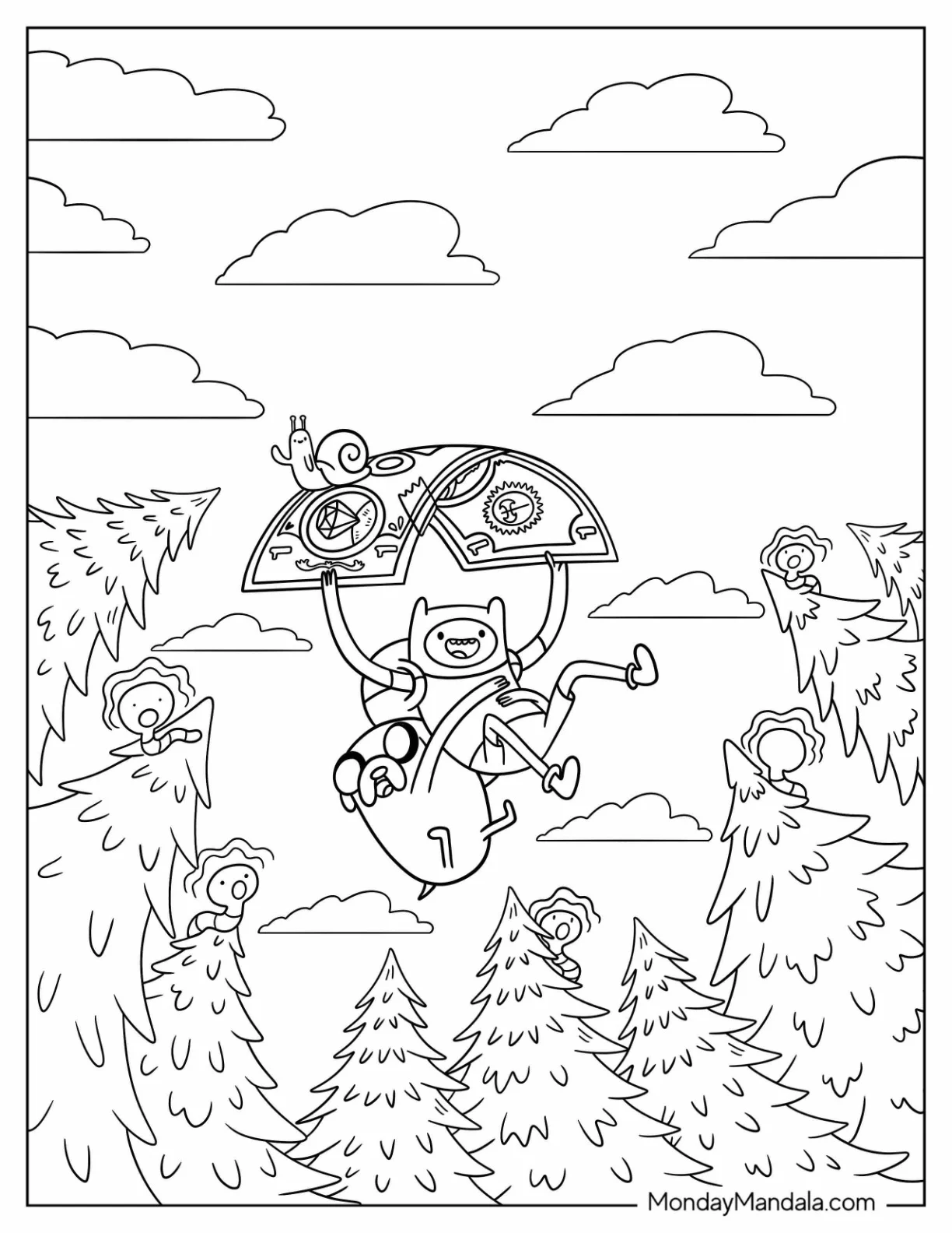 Adventure Time Coloring Page Of Dollar Bill Parachute coloring page