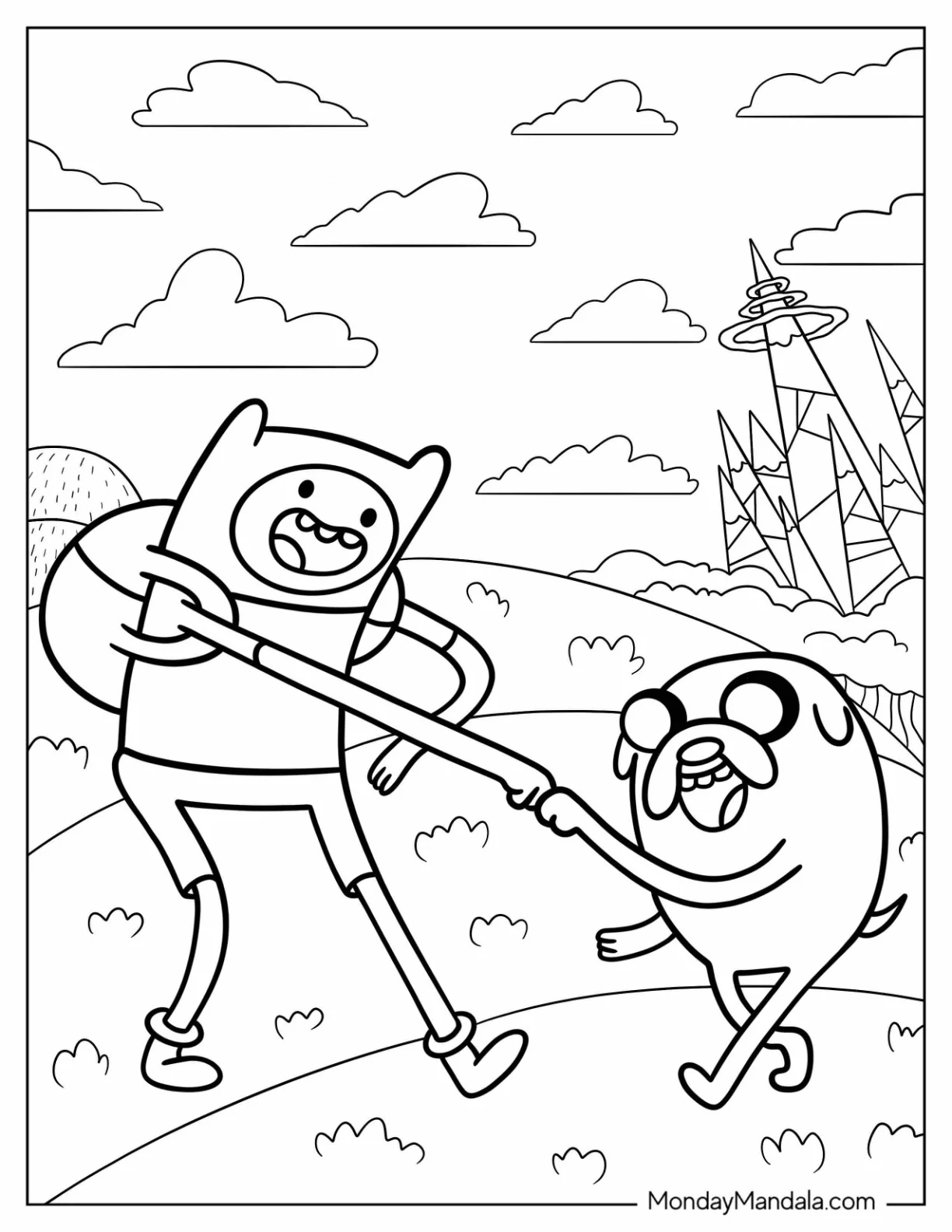 Adventure Time Coloring Page Of Finn And Jake First Bump coloring page — printable line art
