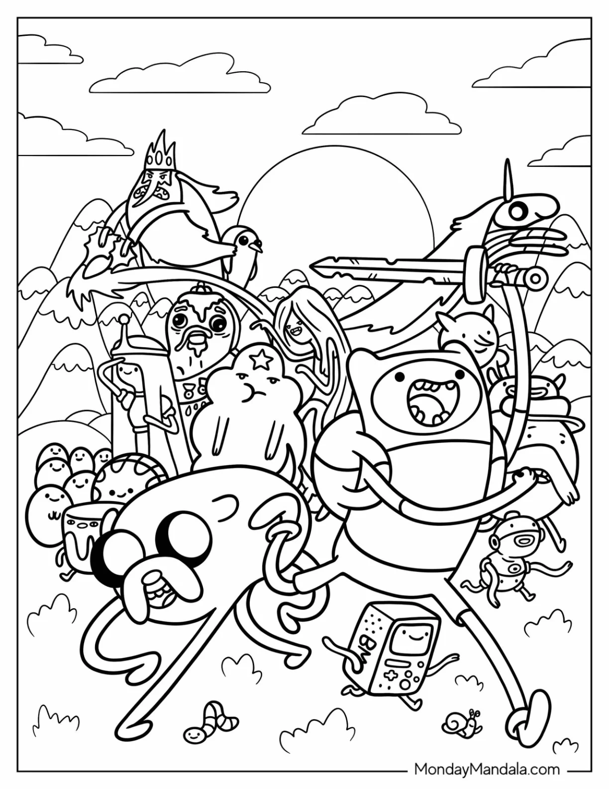 Detailed Adventure Time Coloring Pages Poster coloring page