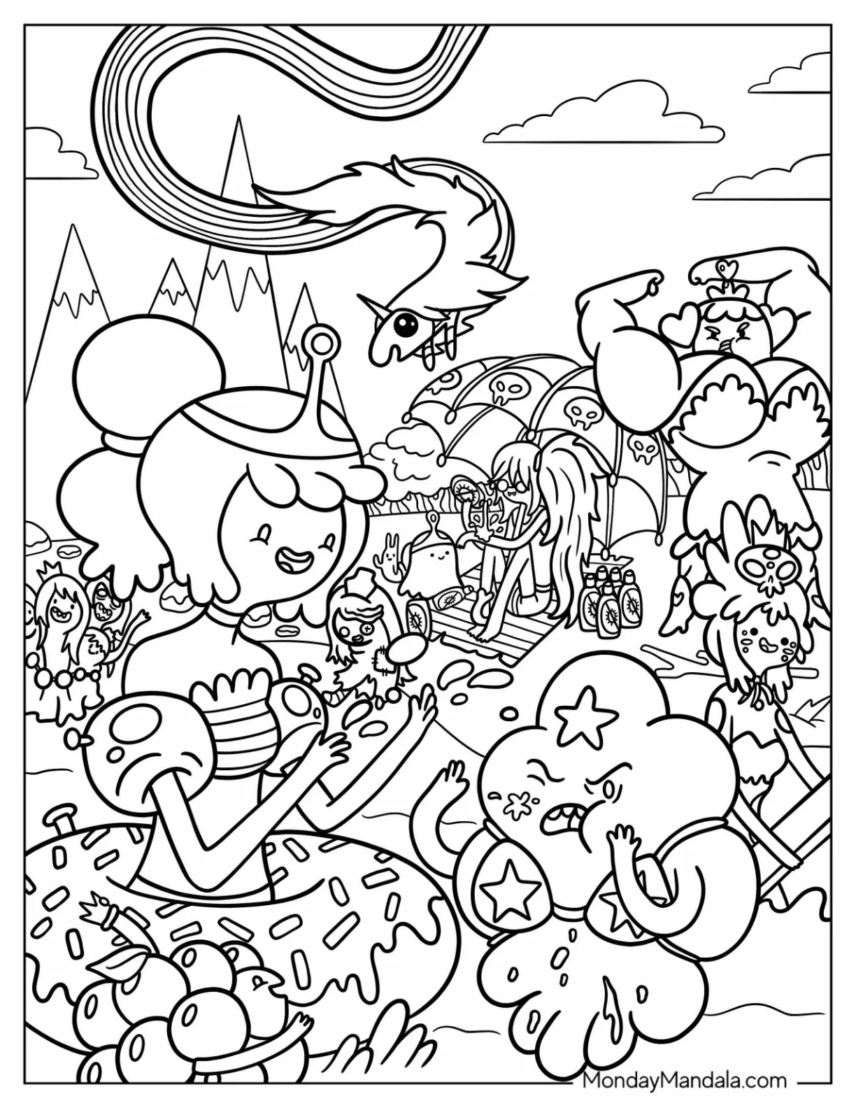Princess Bubblegum With Adventure Time Coloring Page Princesses coloring page