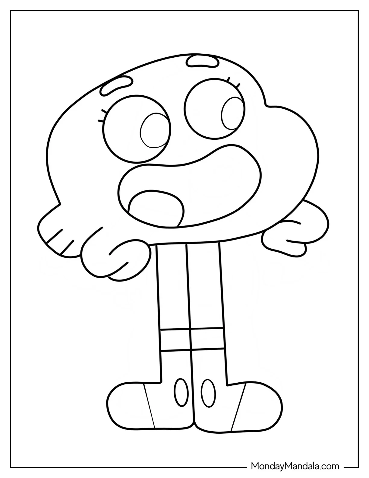 The Amazing World Of Gumball Coloring Page Of Cute Darwin Watterson For Preschoolers coloring page