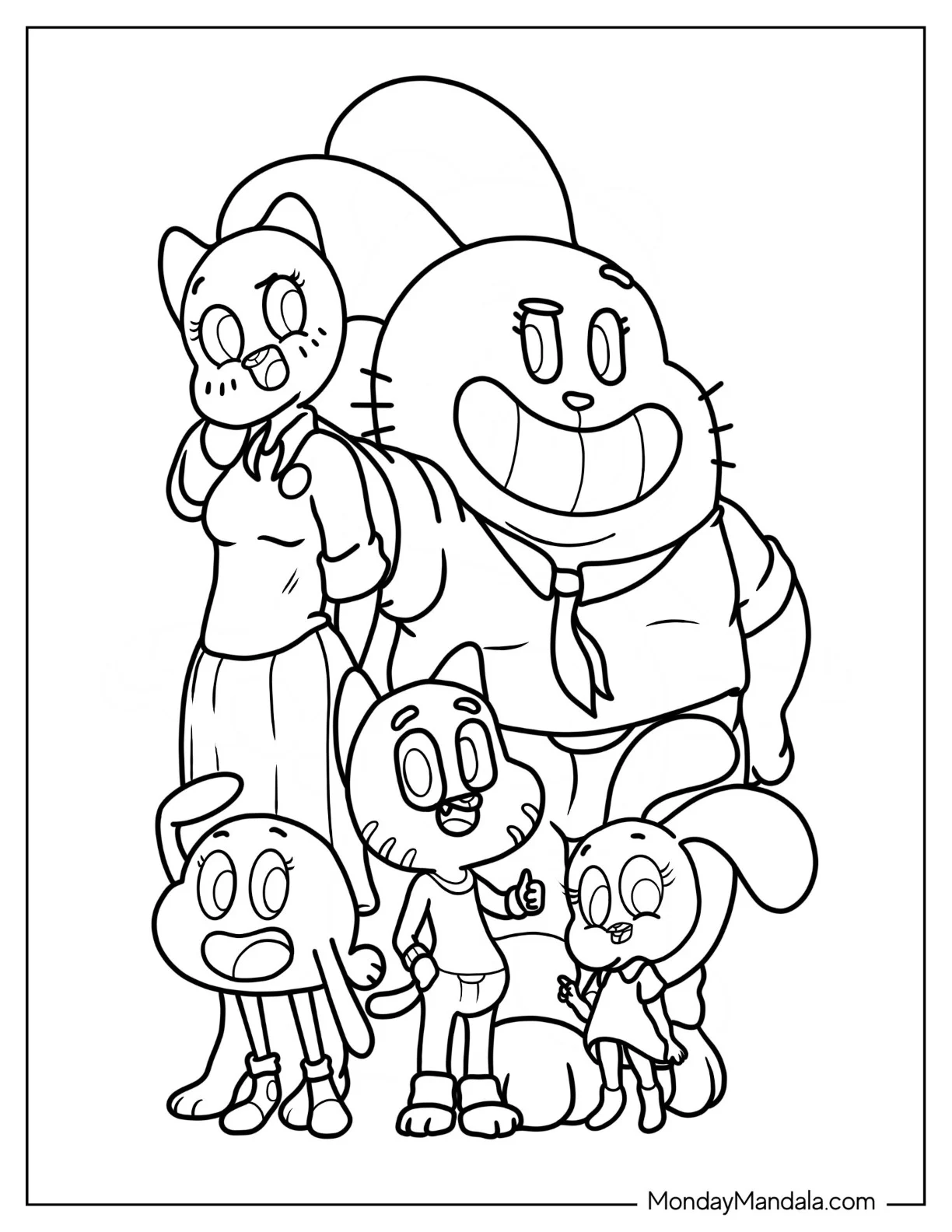 The Amazing World Of Gumball Coloring Page Of Family coloring page