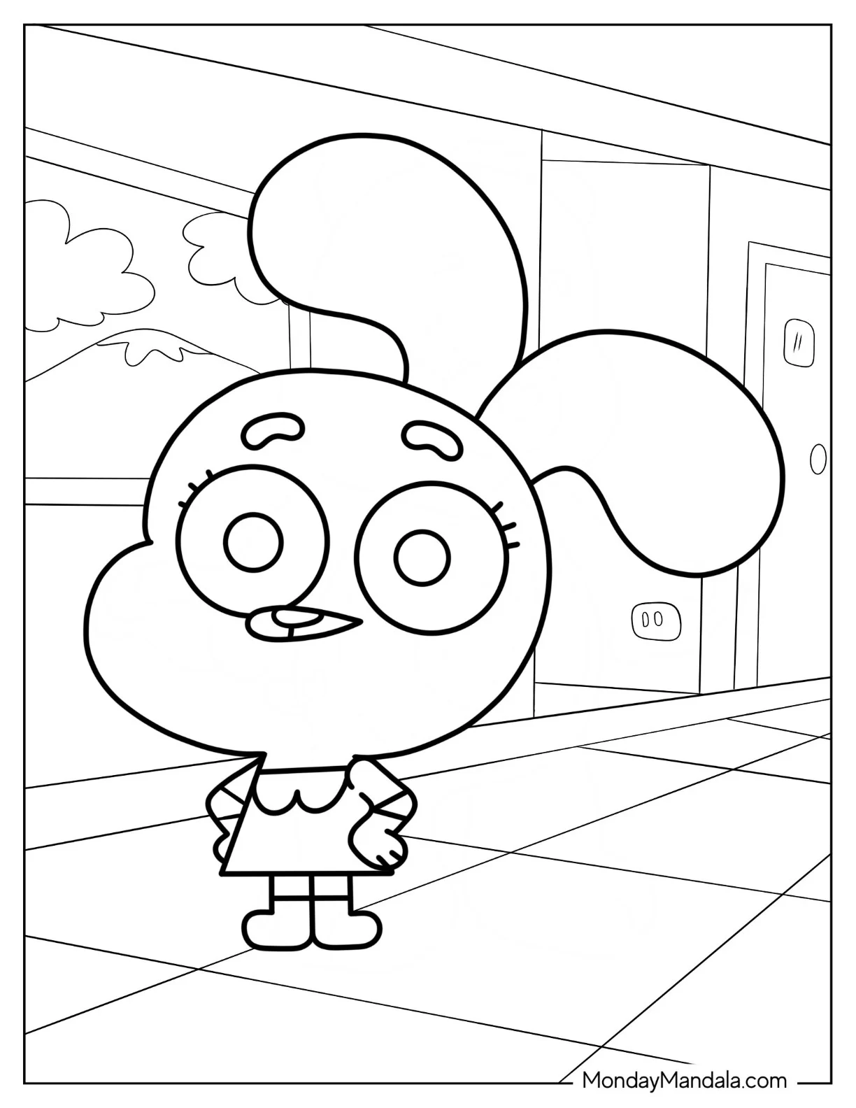 The Amazing World Of Gumball Coloring Page Of Kawaii Anais Watterson For Kids coloring page