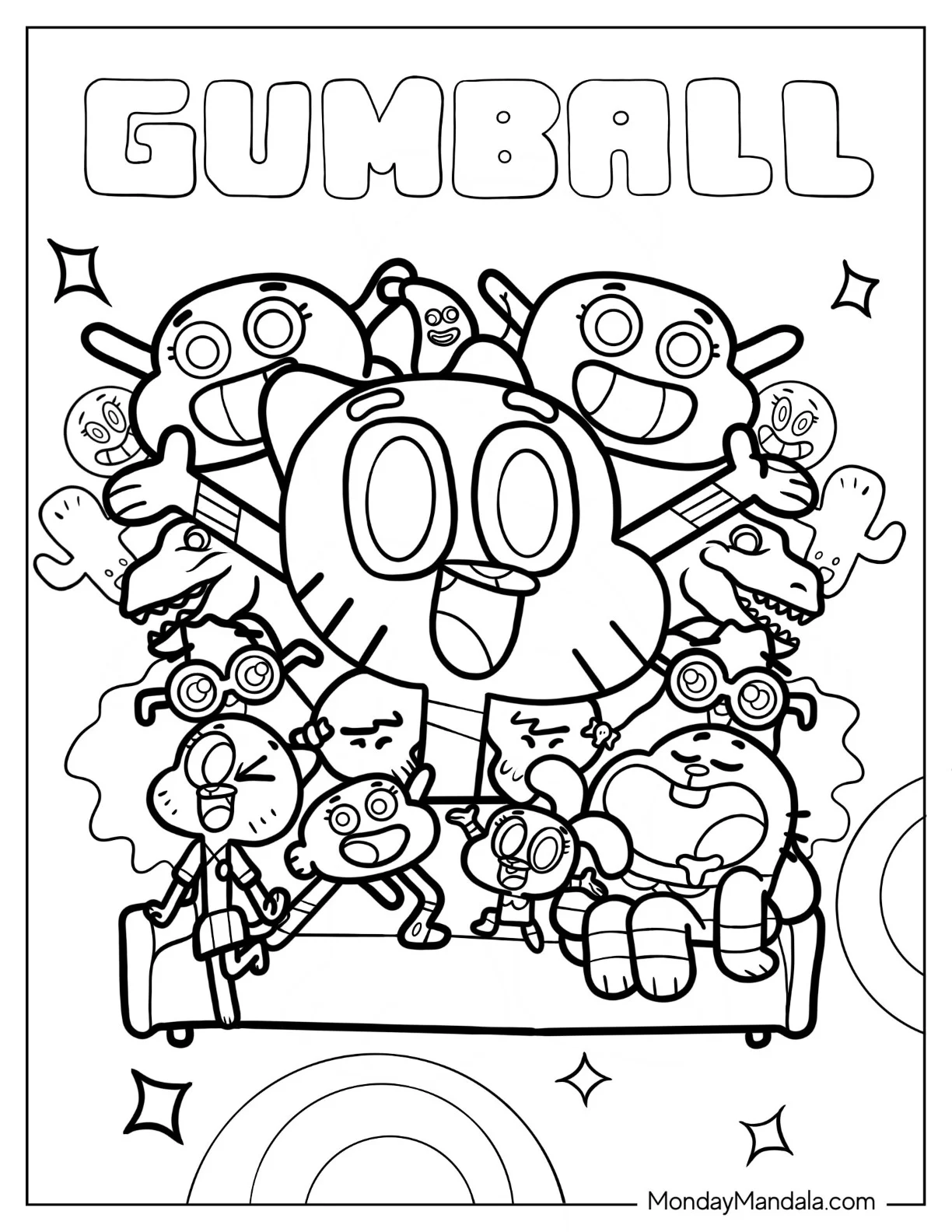The Amazing World Of Gumball Coloring Page Of The Amazing World Of Gumball Poster coloring page — printable line art