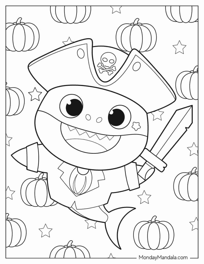 Coloring Page Of Pirate Baby Shark coloring page