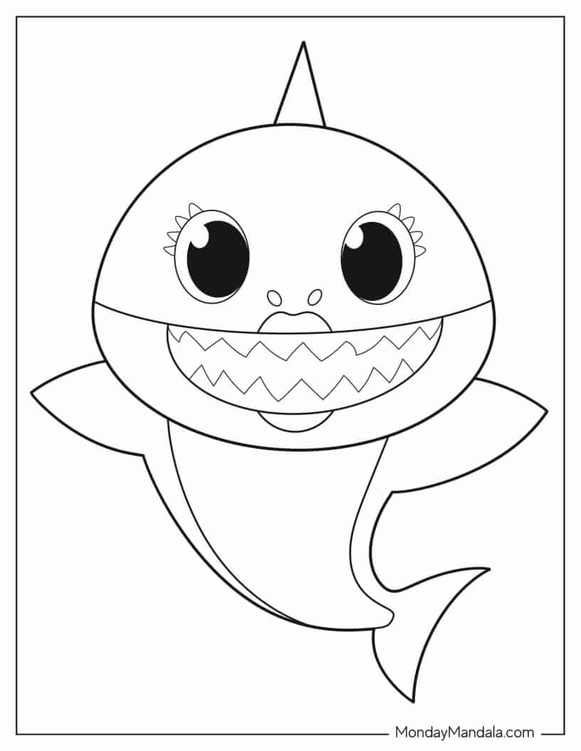 Cute Mommy Shark Coloring Sheet coloring page