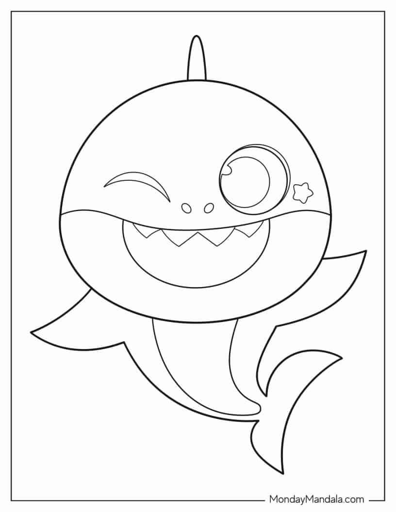 Easy Brooklyn Baby Shark Coloring In For Preschoolers coloring page