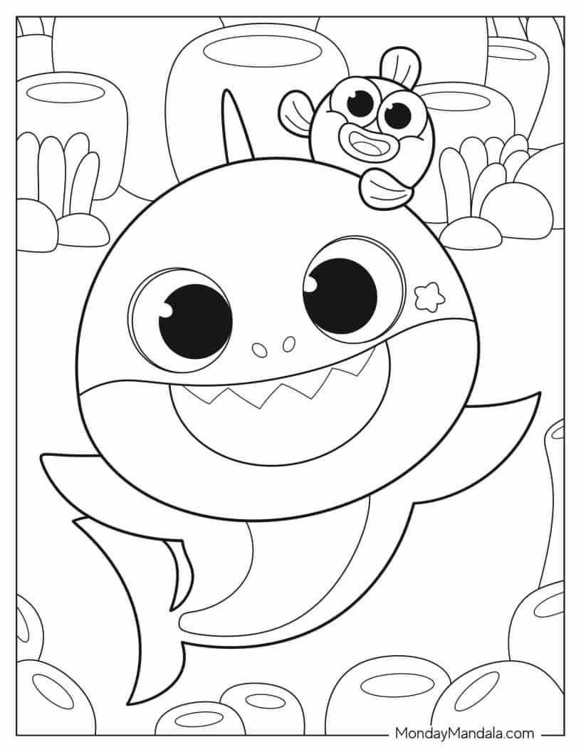 Kawaii Coloring Page Of Baby Shark And William coloring page