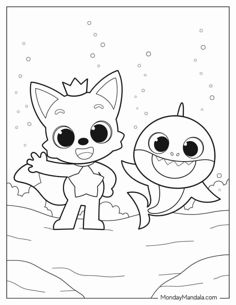 Pinkfong And Baby Shark Coloring In Preschoolers coloring page