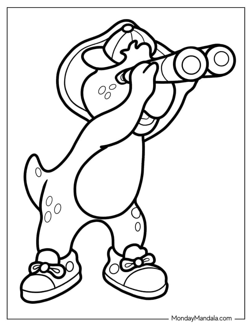 Cartoon BJ With Binoculars Coloring In coloring page — printable line art