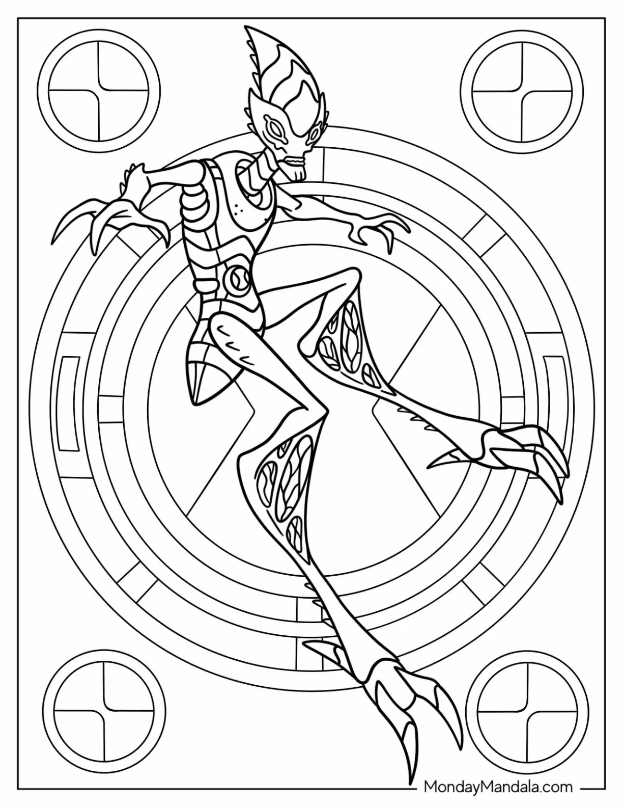 Ben 10 Coloring Page Of Crashhopper Leaping coloring page