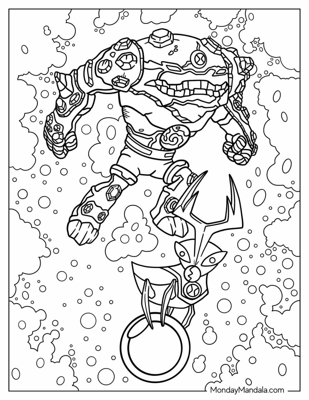 Ben 10 Coloring Page Of Gravattack With Ballweevil coloring page