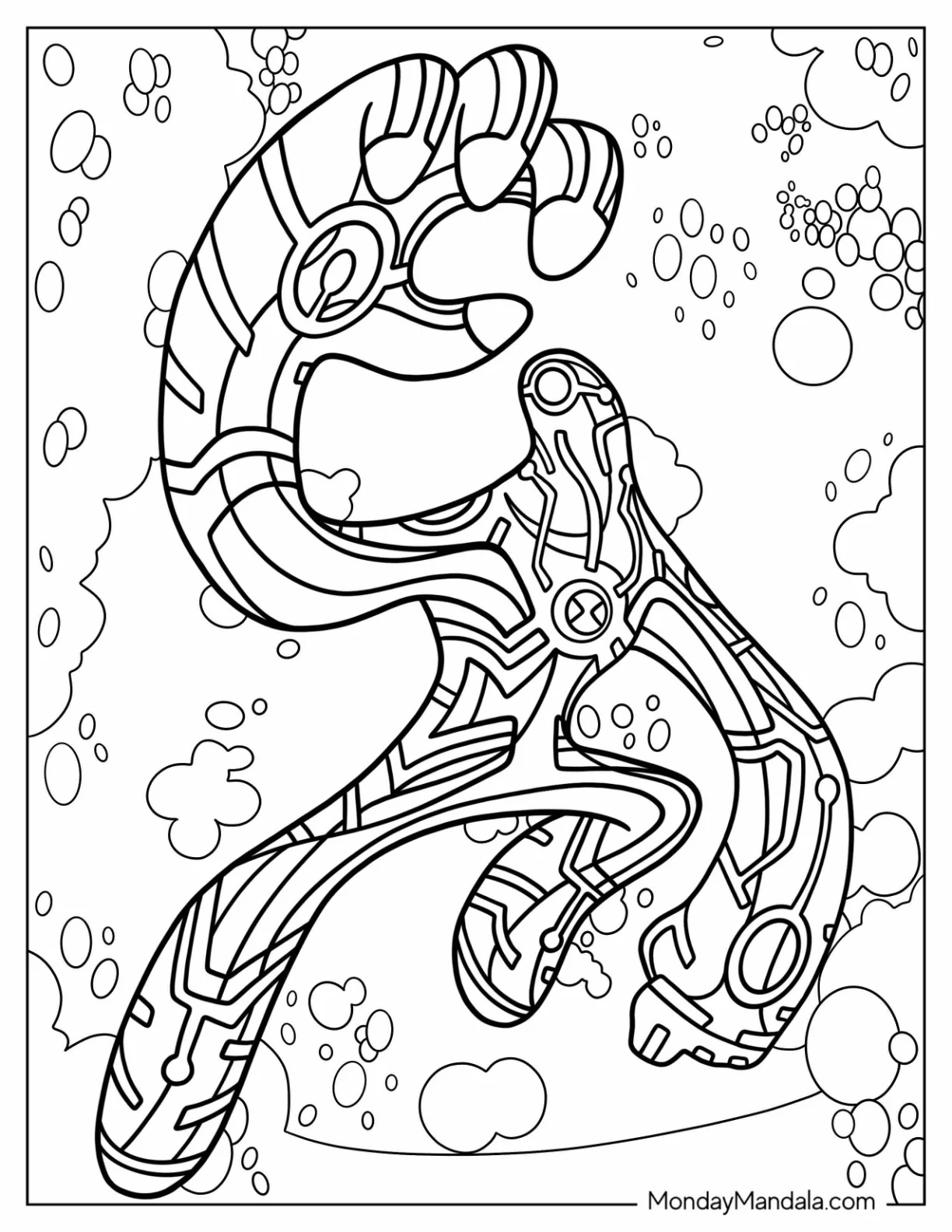 Ben 10 Coloring Page Of Upgrade Using Powers coloring page