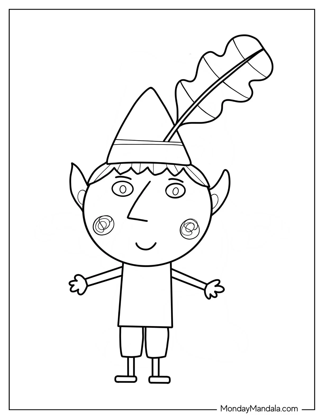 Ben And Holly Coloring Page Of Ben Elf With Arms Open coloring page