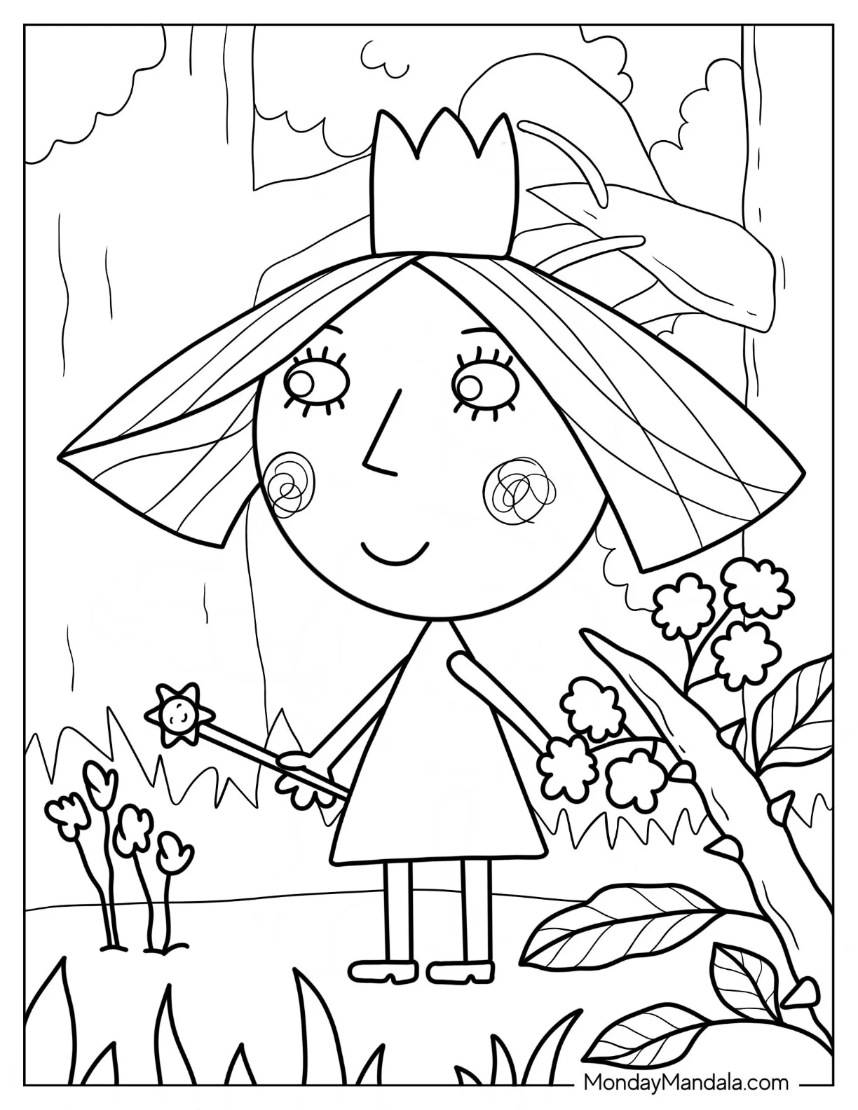 Ben And Holly Coloring Page Of Detailed Holly Thistle In The Forest coloring page