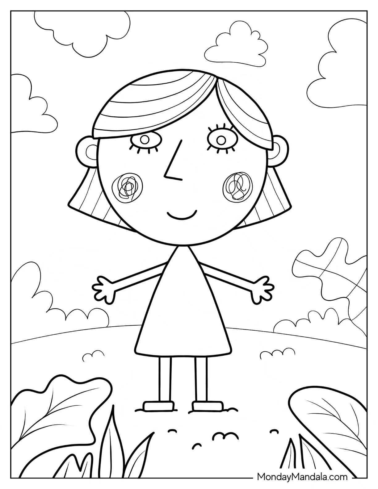 Ben And Holly Coloring Page Of Simple Lucy Big Outline For Preschoolers coloring page — printable line art