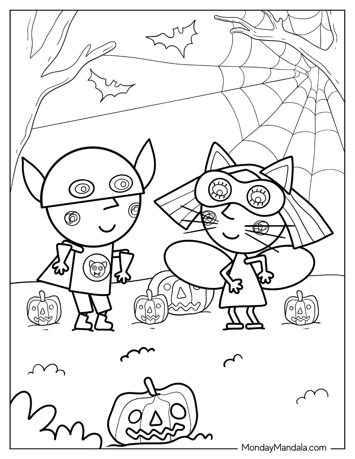 Ben And Holly Coloring Page Trick Or Treating Halloween coloring page